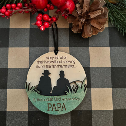 Memorial for Fisherman - Engraved Wood Ornament