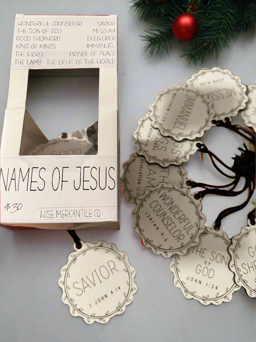 12 Names of Jesus Ornament Set