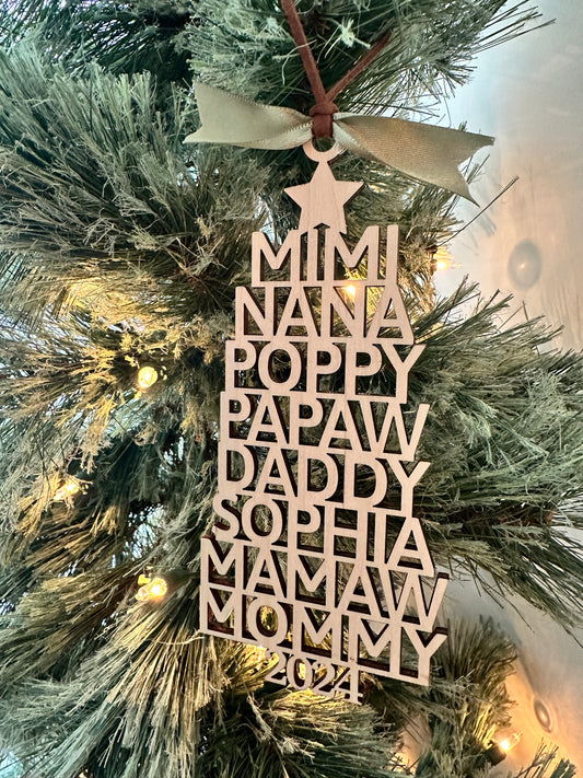 Names Christmas Tree Ornament