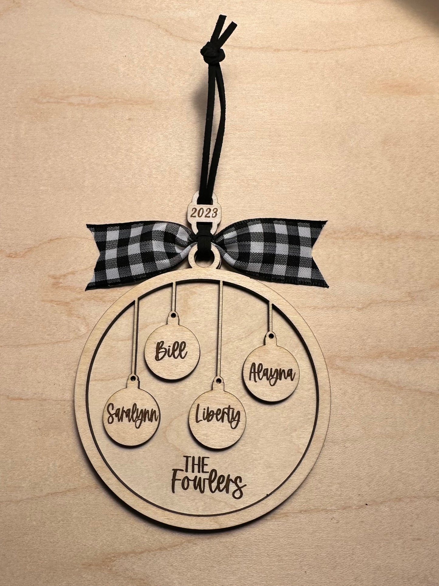 Our Family with Pet Paws - Personalized Wood Engraved Ornament