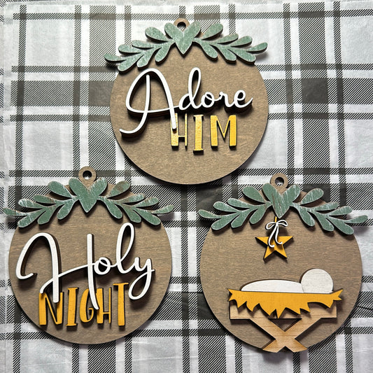 Holy Night Ornaments - set of 3