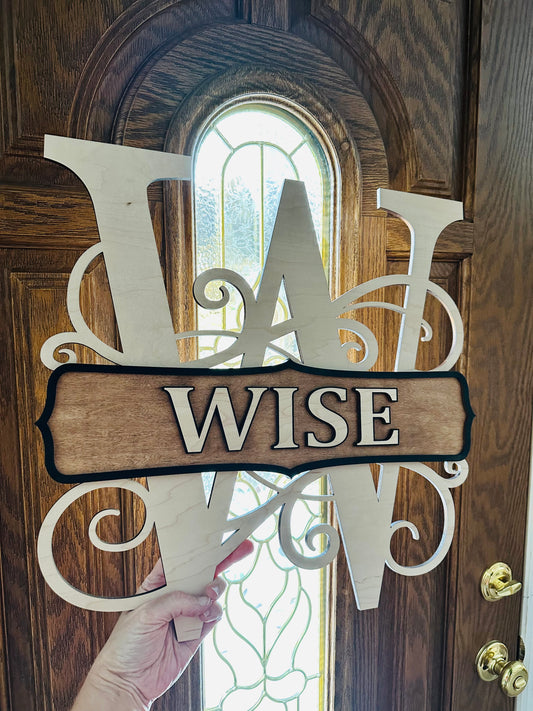 Family Initial 18" Wood Door Hanger