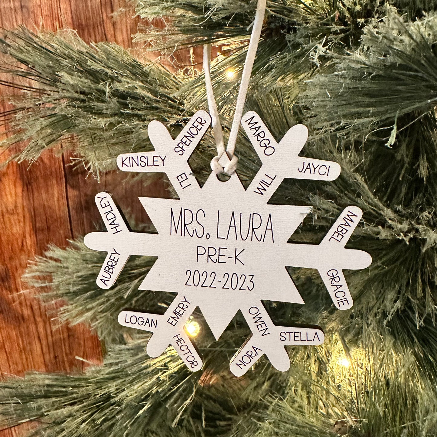 Snowflake Ornament with Class Names