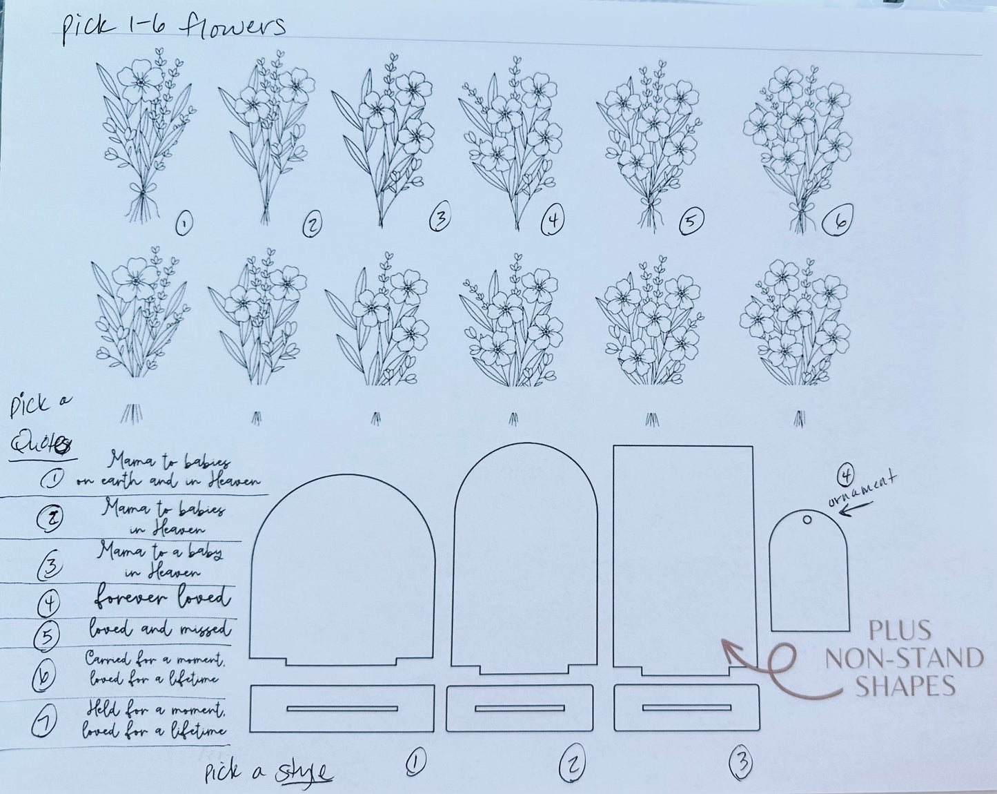 Forget Me Not Memorial - Desk Sign - Pregnancy Loss and Loss of Loved One