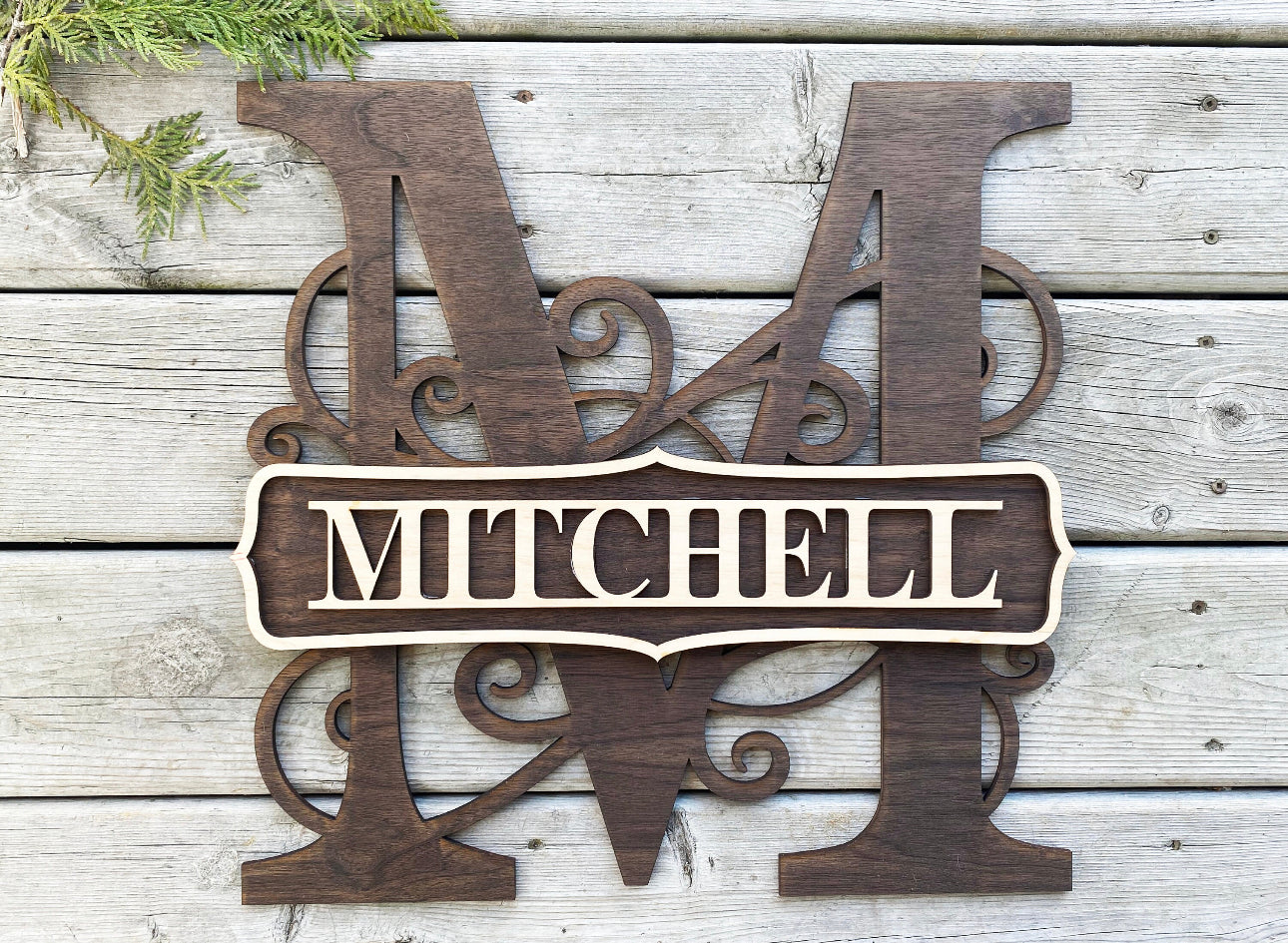 Family Initial 18" Wood Door Hanger