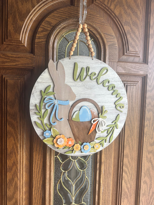 Welcome Spring Bunny - 15” door hanger