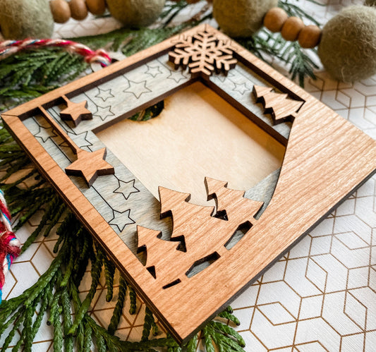 Winter Night Photo Frame Ornament or Mini Desk Frame - Personalized and Memorial options