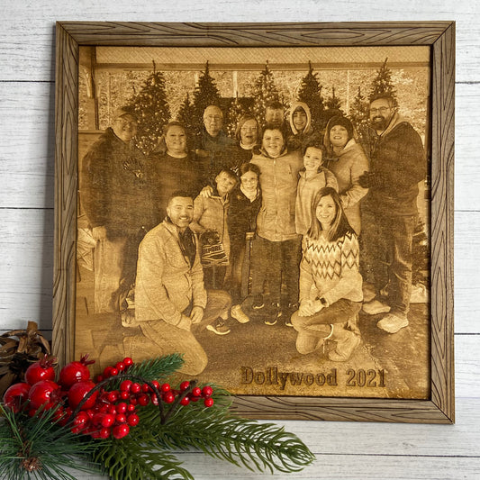 Engraved Wood Photo with Frame