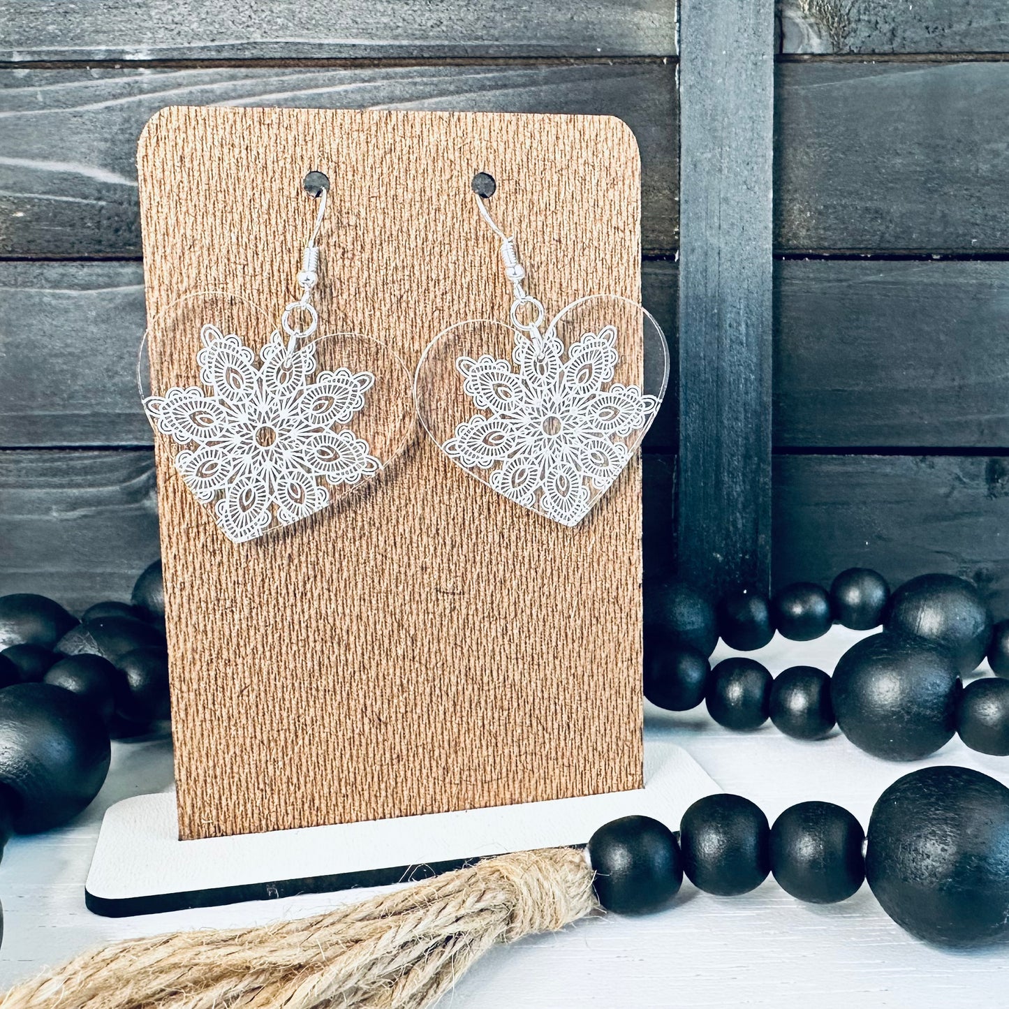 Lace Heart 2 Dangle Earrings