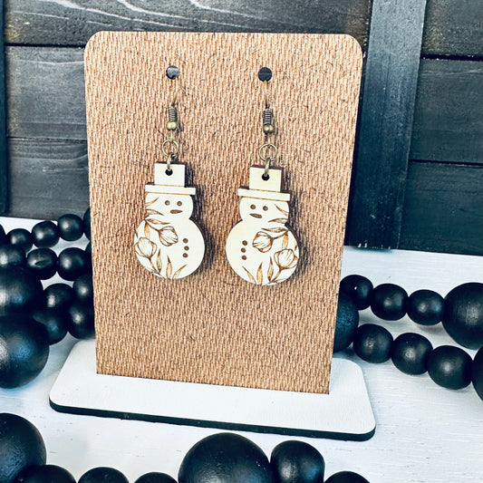 Floral Snowman Dangle Earrings