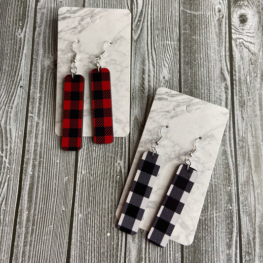 Buffalo Check Long Dangle Earrings