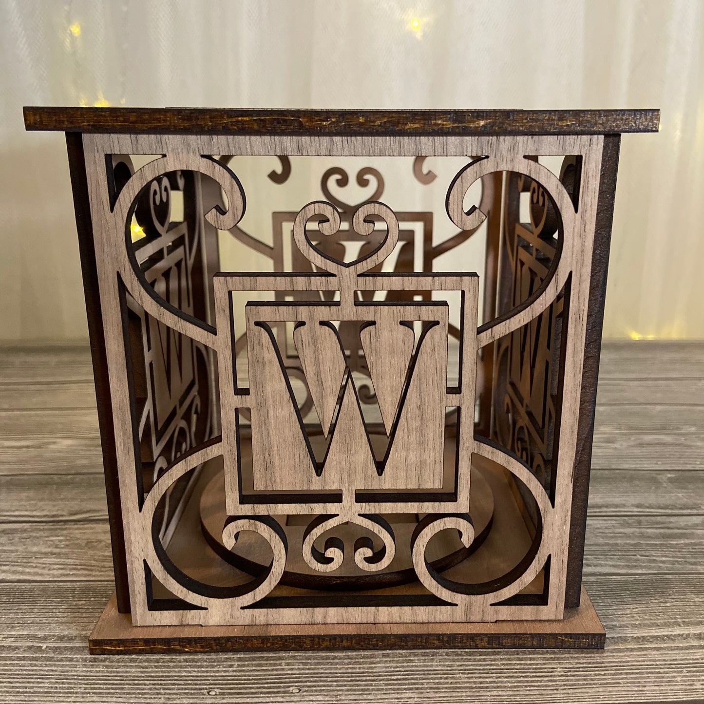 Wood Lantern with Initial - Personalized