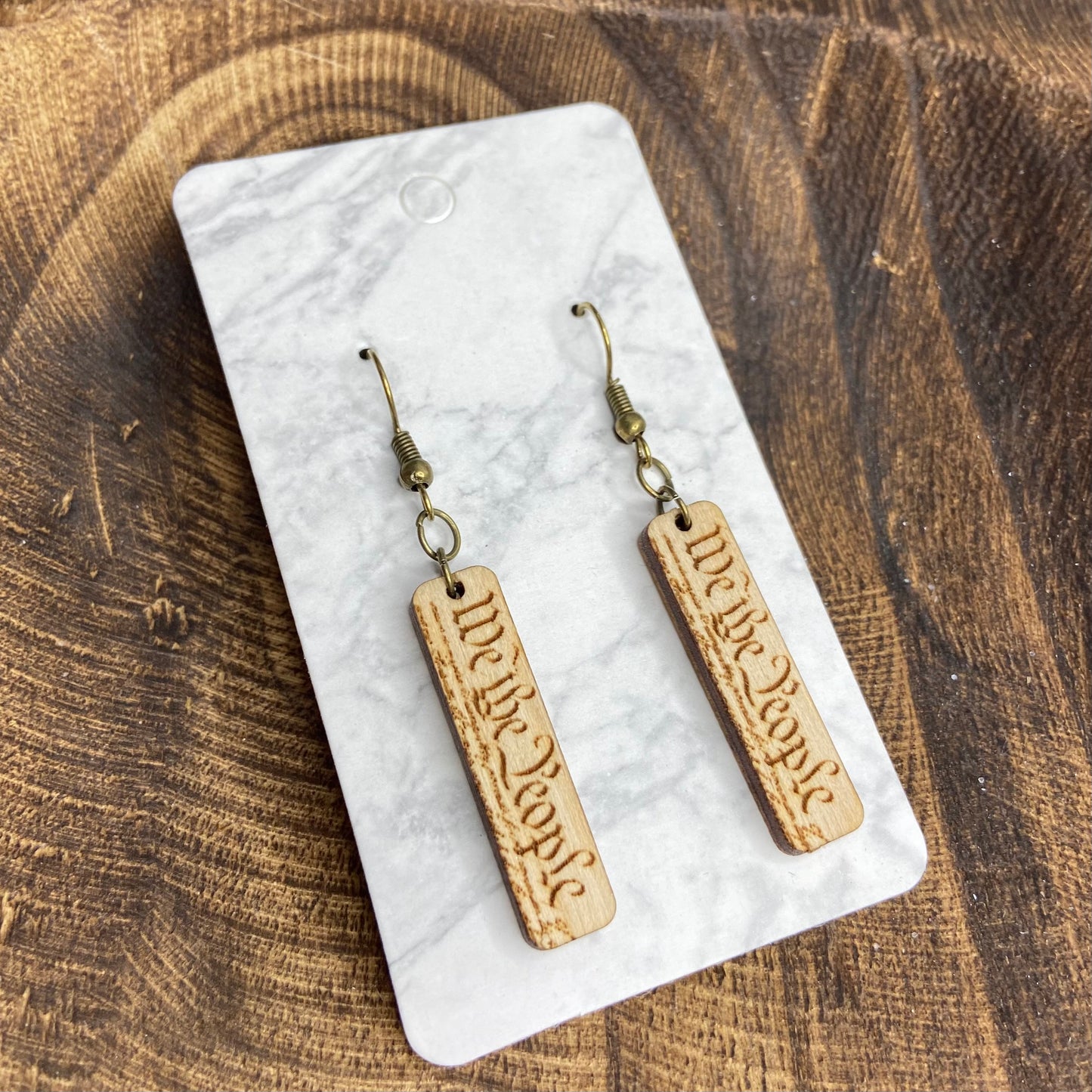 SALE! We The People Engraved Dangle Earrings